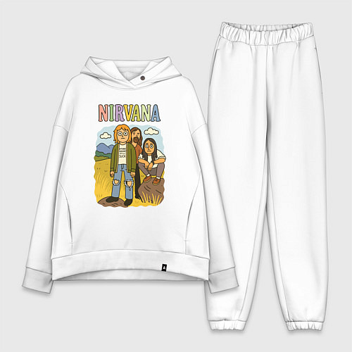 Женский костюм оверсайз Nirvana мультяшный стиль / Белый – фото 1