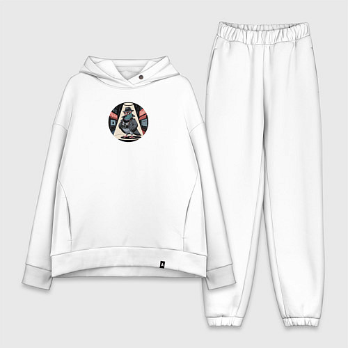 Женский костюм оверсайз Голубь шпион со старым фотоаппаратом - брейнрот Шп / Белый – фото 1