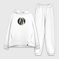 Женский костюм оверсайз Голубь шпион в шляпе со старым фотоаппаратом