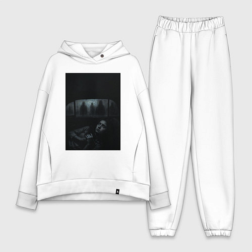 Женский костюм оверсайз Девушка прячется в машине ужасы триллер / Белый – фото 1