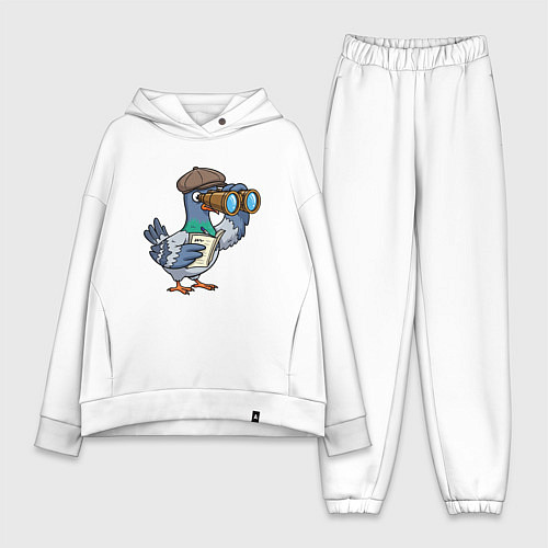 Женский костюм оверсайз Голубь с биноклем / Белый – фото 1