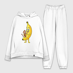 Женский костюм оверсайз Банан с обезьянкой, цвет: белый