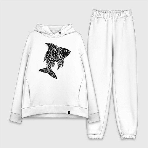 Женский костюм оверсайз Чешуйчатая рыба / Белый – фото 1