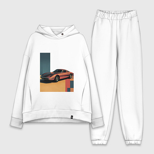 Женский костюм оверсайз Ретрофутуризм спорткар поп-арт 1970-е / Белый – фото 1