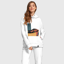 Женский костюм оверсайз Ретрофутуризм спорткар поп-арт 1970-е, цвет: белый — фото 2