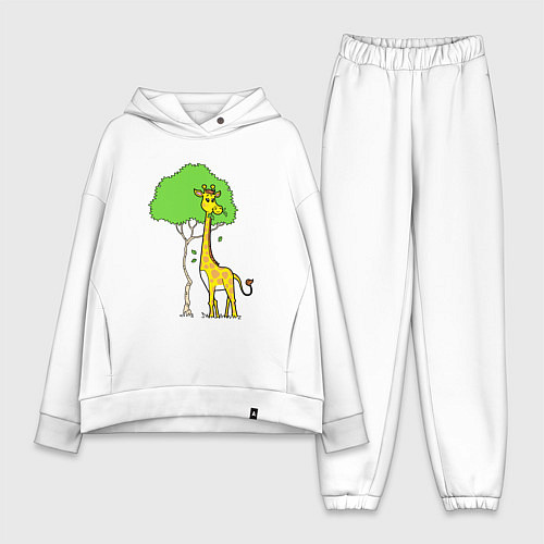 Женский костюм оверсайз Жирафик и дерево / Белый – фото 1