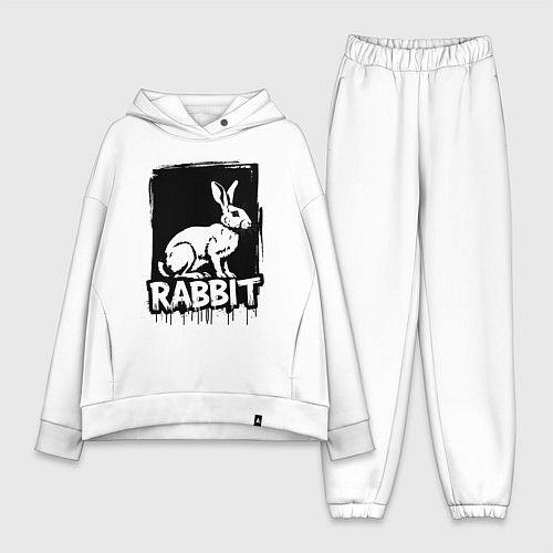 Женский костюм оверсайз Кролик в стиле граффити / Белый – фото 1