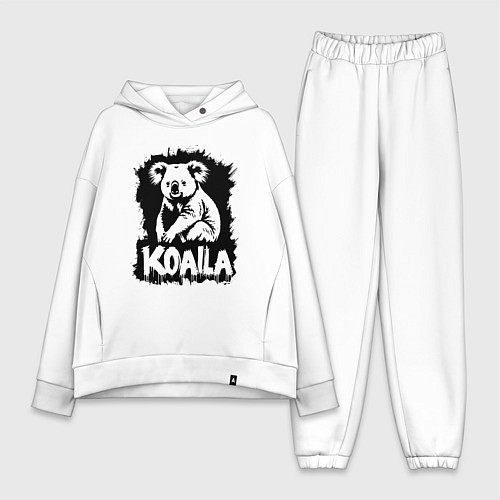 Женский костюм оверсайз Коала черное граффити / Белый – фото 1