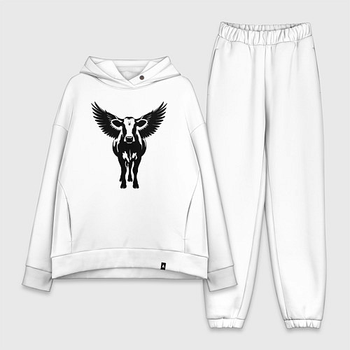 Женский костюм оверсайз Крылатая корова / Белый – фото 1