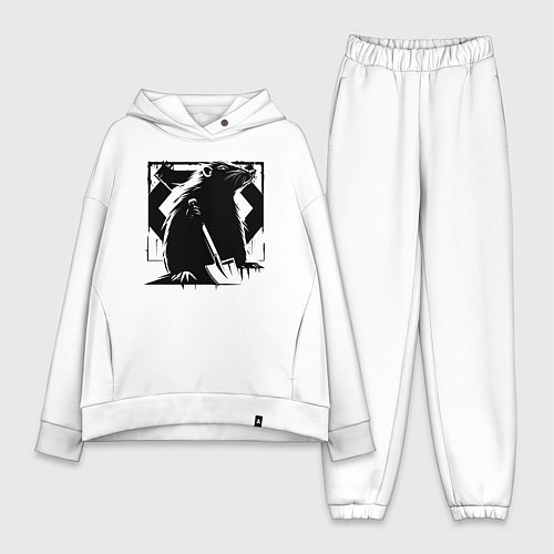 Женский костюм оверсайз Крот с ножом / Белый – фото 1