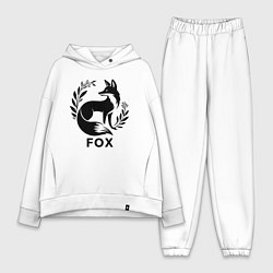 Женский костюм оверсайз Лис и ветки, цвет: белый