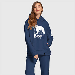 Женский костюм оверсайз Белый медведь краской, цвет: тёмно-синий — фото 2