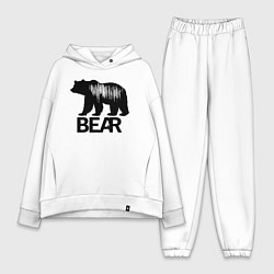 Женский костюм оверсайз Черный медведь с полосами, цвет: белый