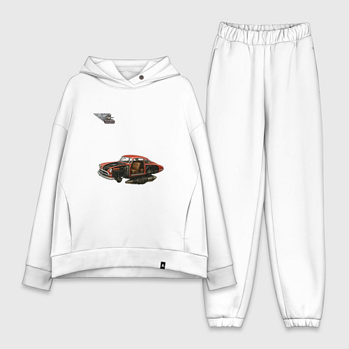 Женский костюм оверсайз Летающая машина, ретрофутуризм / Белый – фото 1