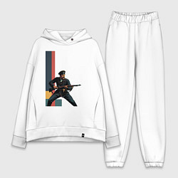 Женский костюм оверсайз Поп-арт, белогвардеец, цвет: белый