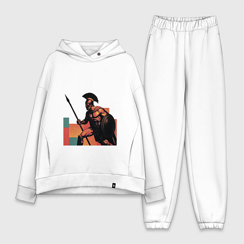 Женский костюм оверсайз Спартанец поп-арт / Белый – фото 1