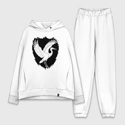 Женский костюм оверсайз Аист на черном щите