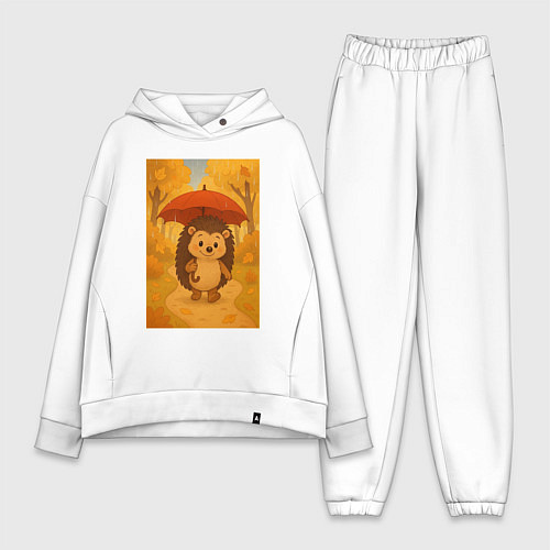 Женский костюм оверсайз Ёжик с зонтом / Белый – фото 1