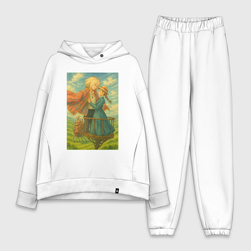 Женский костюм оверсайз Шагающий замок / Белый – фото 1