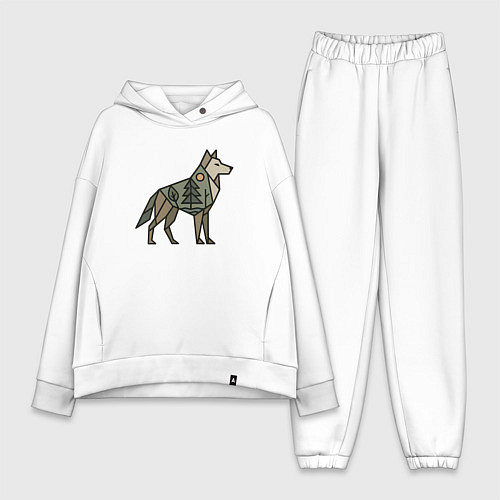 Женский костюм оверсайз Геометрический волк / Белый – фото 1