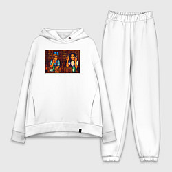 Женский костюм оверсайз День студента пиксель-арт мем, цвет: белый