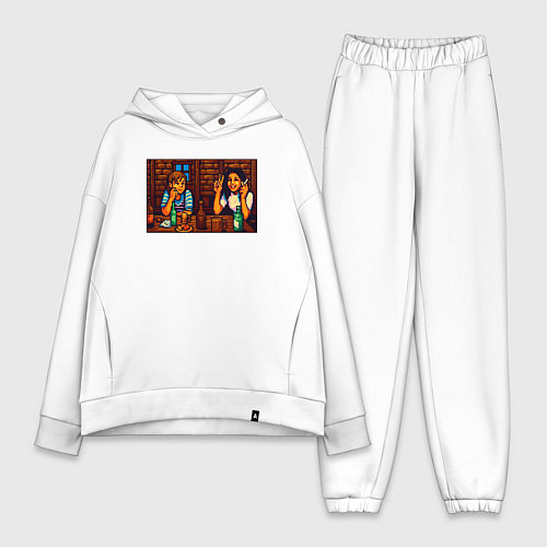 Женский костюм оверсайз День студента пиксель-арт мем / Белый – фото 1