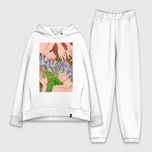 Женский костюм оверсайз Кицуне близнецы / Белый – фото 1