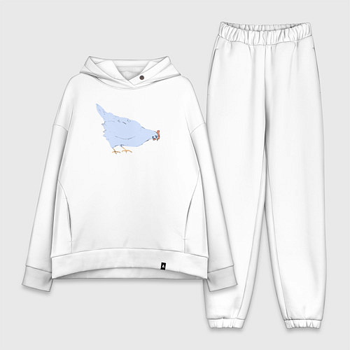 Женский костюм оверсайз Курочка голубая / Белый – фото 1