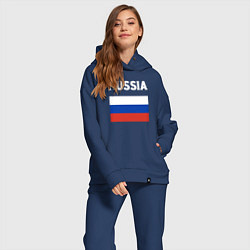 Женский костюм оверсайз Russia flag, цвет: тёмно-синий — фото 2