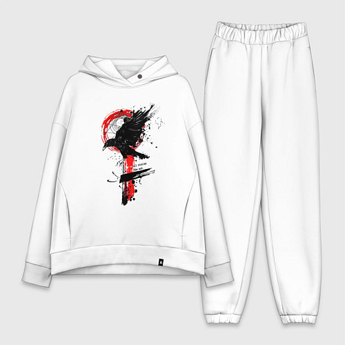 Женский костюм оверсайз Ворон / Белый – фото 1