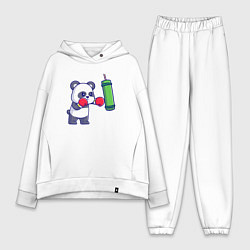 Женский костюм оверсайз Панда боксёр, цвет: белый