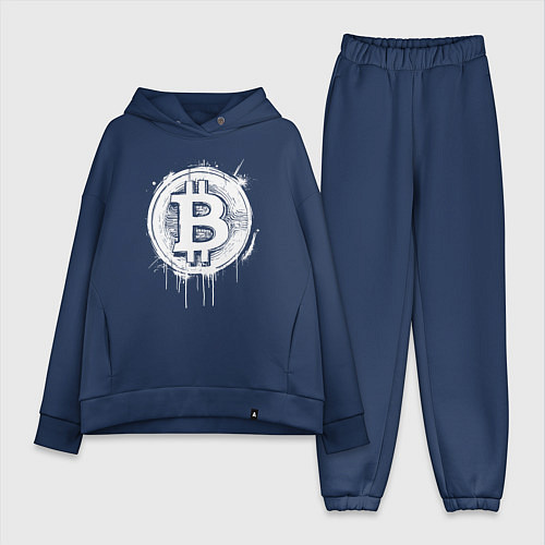 Женский костюм оверсайз Биткоин в стиле Бэнкси / Тёмно-синий – фото 1