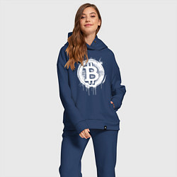 Женский костюм оверсайз Биткоин в стиле Бэнкси, цвет: тёмно-синий — фото 2