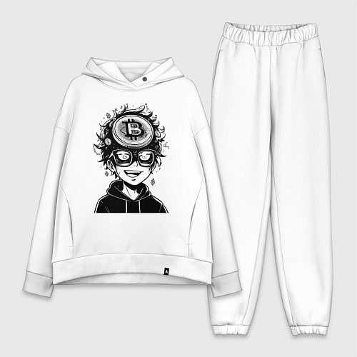 Женский костюм оверсайз Аниме биткоин / Белый – фото 1