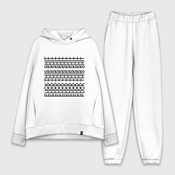 Женский костюм оверсайз Fuck this shit pattern, цвет: белый