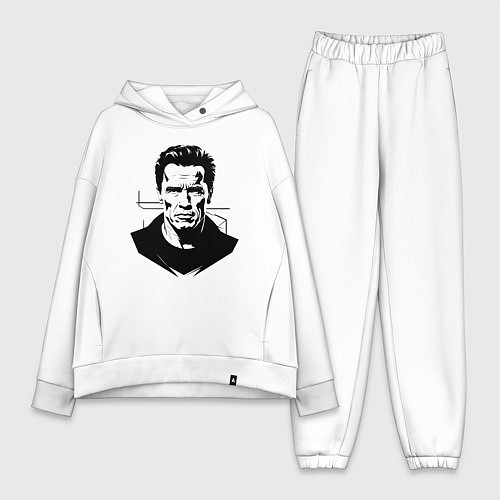 Женский костюм оверсайз Арнольд Шварценеггер в стиле стрит-арт / Белый – фото 1