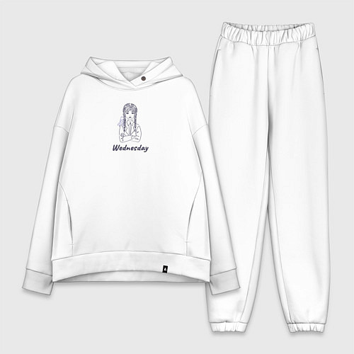 Женский костюм оверсайз Уэнсдей и вещь скетч / Белый – фото 1