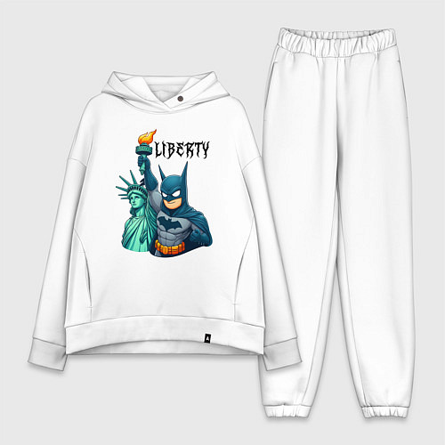 Женский костюм оверсайз Batman and statue of Liberty - ai art fantasy / Белый – фото 1