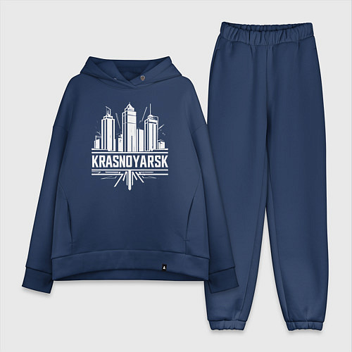 Женский костюм оверсайз Красноярск урбан пейзаж / Тёмно-синий – фото 1