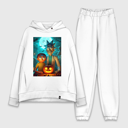 Женский костюм оверсайз Rick and Morty with pumpkin - halloween night / Белый – фото 1