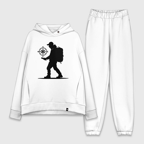 Женский костюм оверсайз Путешественник с компасом / Белый – фото 1