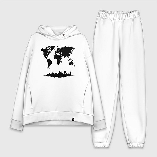 Женский костюм оверсайз Мир в тени города / Белый – фото 1