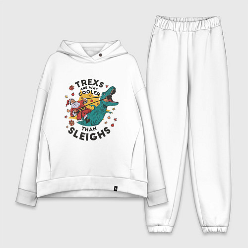 Женский костюм оверсайз Санта на динозавре / Белый – фото 1