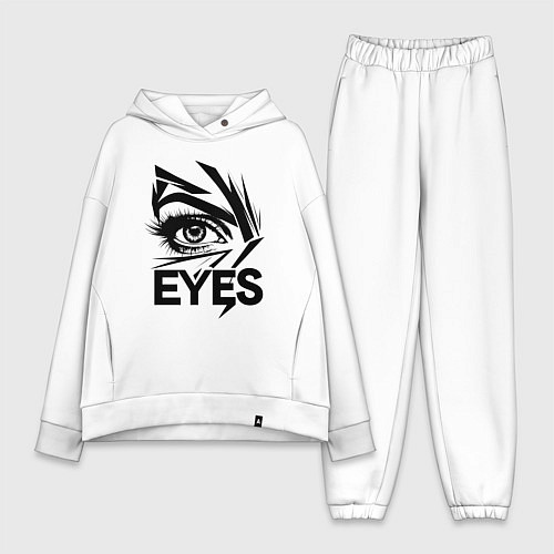 Женский костюм оверсайз Взгляд глаза / Белый – фото 1