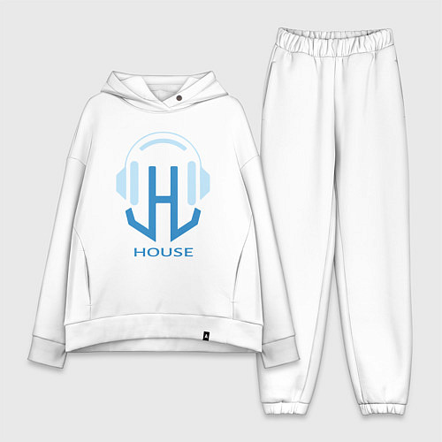 Женский костюм оверсайз Логотип House Music / Белый – фото 1