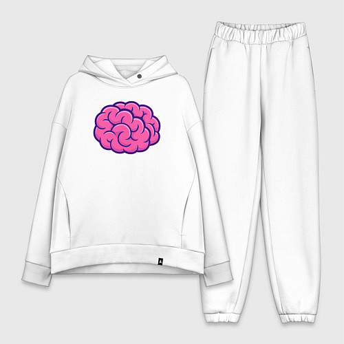 Женский костюм оверсайз Розовый мозг / Белый – фото 1