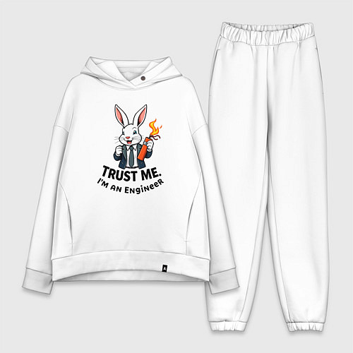 Женский костюм оверсайз Кролик с динамитом - Trust me im an engineer / Белый – фото 1