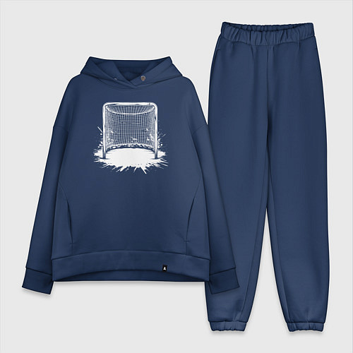 Женский костюм оверсайз Хоккейная рамка / Тёмно-синий – фото 1