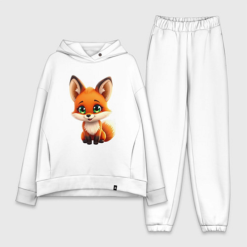 Женский костюм оверсайз Пушистая радость: Лисёнок в мультяшном стиле / Белый – фото 1