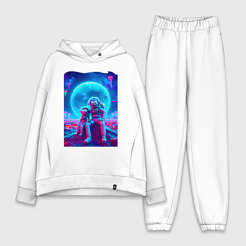 Женский костюм оверсайз Морти и Рик на неоновой планете / Белый – фото 1